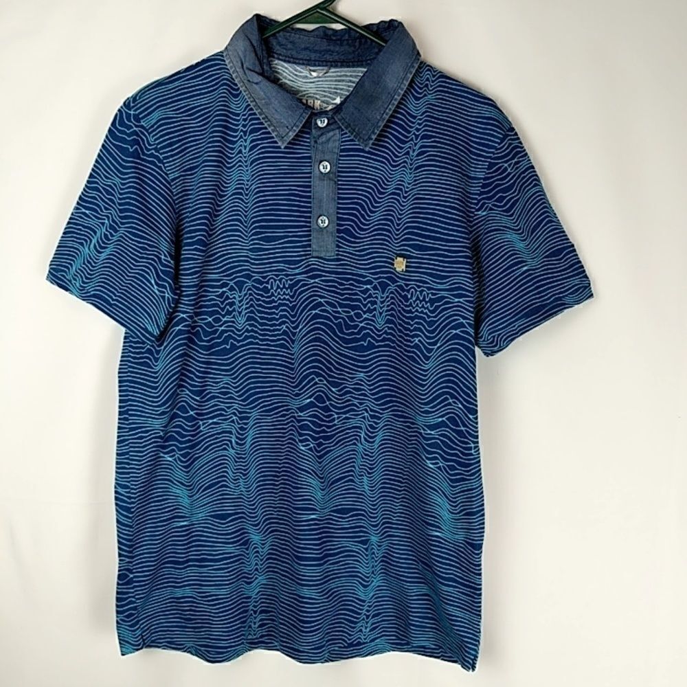 Dark Fish Brand Mens Water Ripple Polo Size XL Den